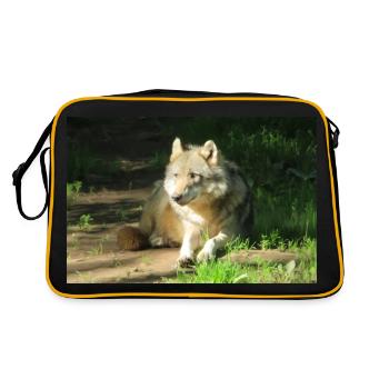 Lone Wolf - Oil Painting - Retro Bag - black/gold - Back