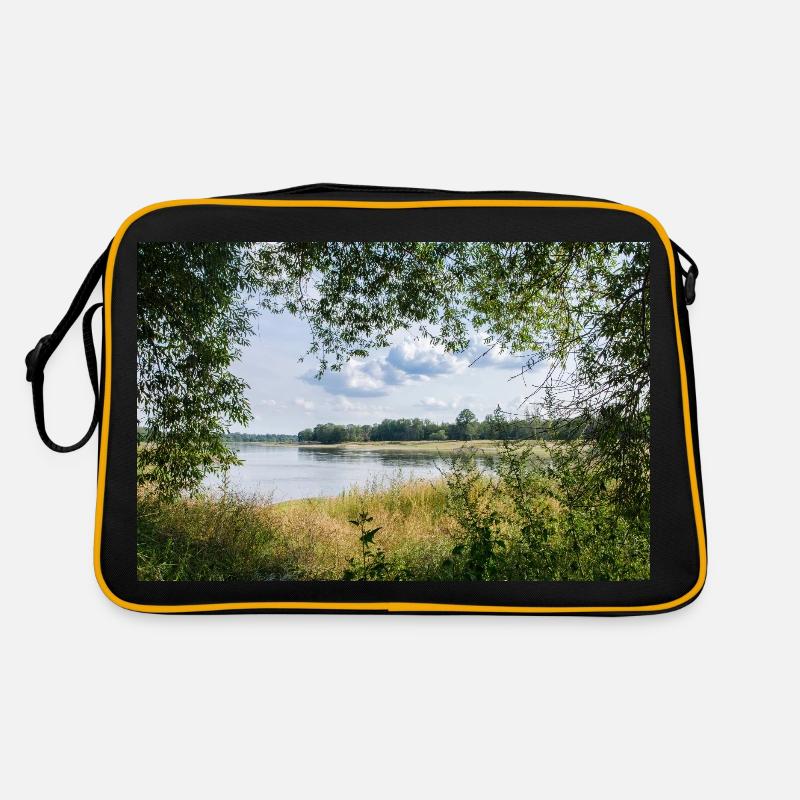 Idyllic river landscape Retro Bag