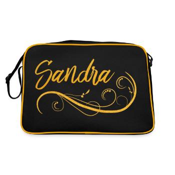 Sandra - Retro Tasche - Schwarz/Gold - Hinten