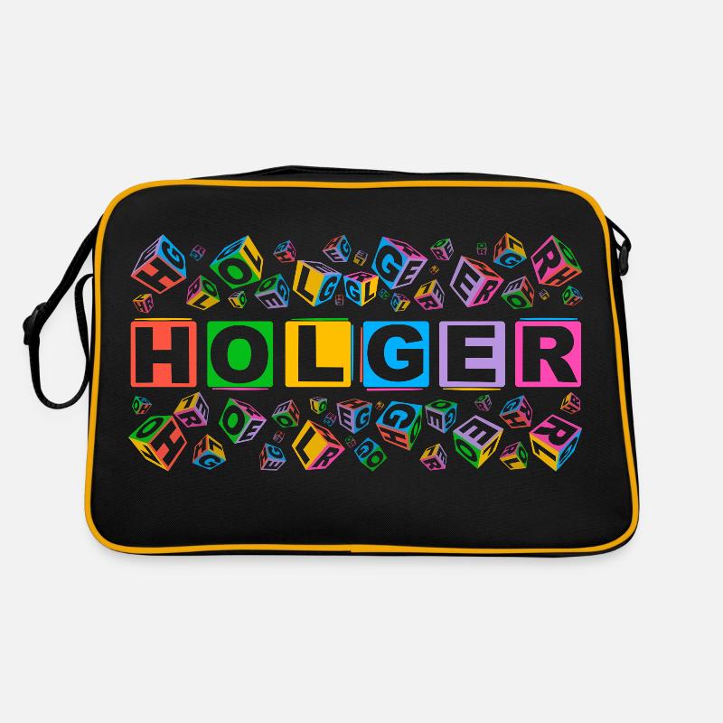HOLGER colourful cubes - Retro Tasche - Schwarz/Gold