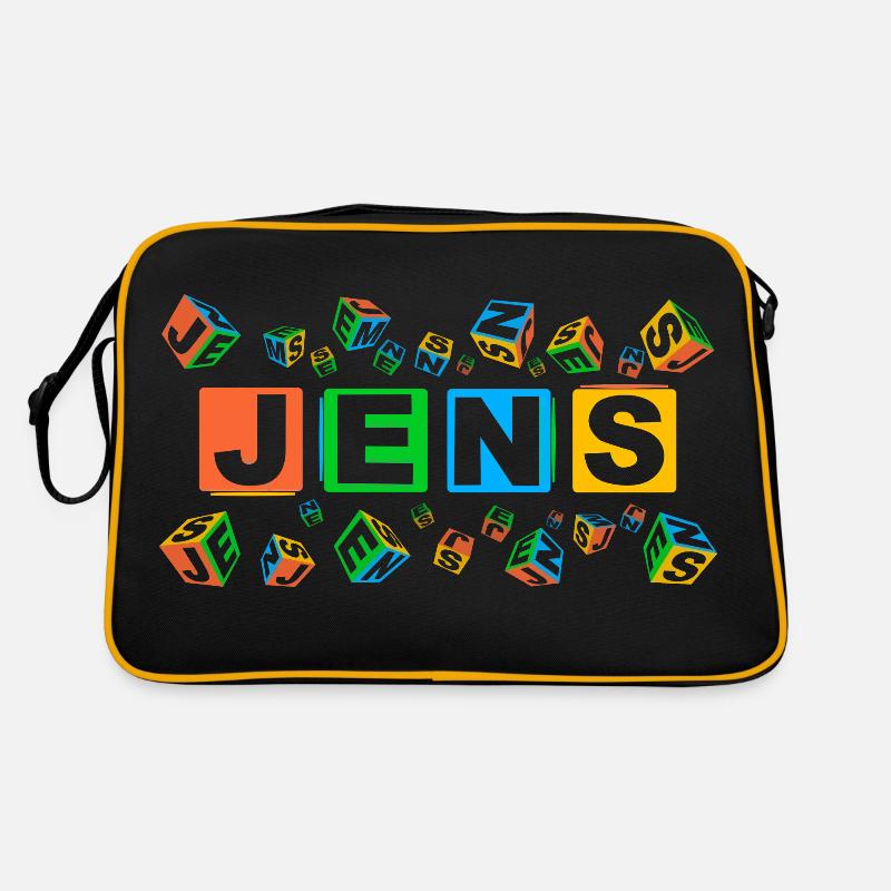 JENS colourful cubes - Retro Tasche - Schwarz/Gold