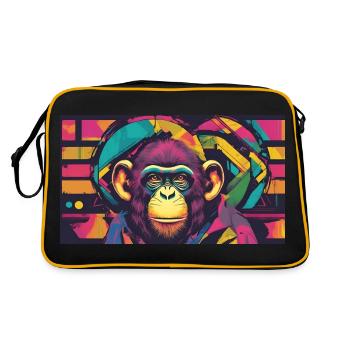 Pop Art Chimpanzee - Retro Bag - black/gold - Back