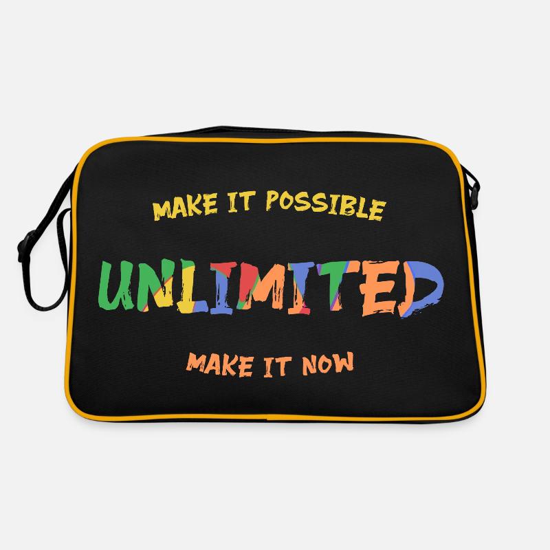 UNLIMITED - Make It Possible - Make It Now - Mut - Retro Tasche - Schwarz/Gold