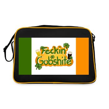 « Feckin' Gobshite » drapeau irlandais, insulte irlandaise - Sac Retro - noir/or - Dos