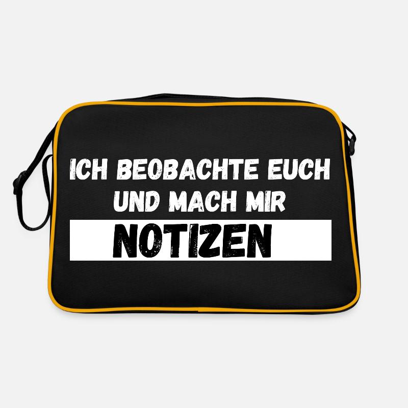 Ich beobachte euch und mach mir Notizen Spruch Retro Tasche