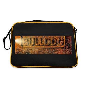 Horizontal im. of rusted piece of bulldog tractor - Retro Bag - black/gold - Back