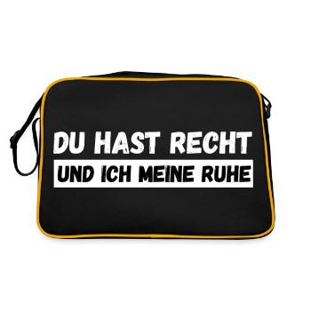 Du hast Recht und ich mein Ruhe. Lustiger Spruch - Retro Tasche - Schwarz/Gold - Hinten