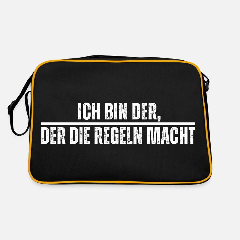 Ich bin der, der die Regeln macht. Lustiger Spruch - Retro Tasche - Schwarz/Gold