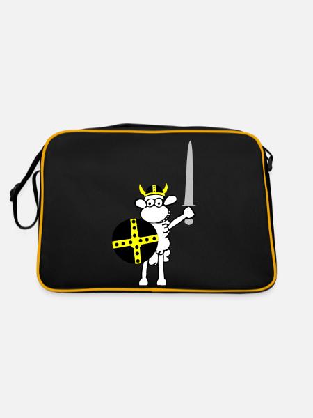 wikinger3 - Retro Tasche - Schwarz/Gold - Hinten