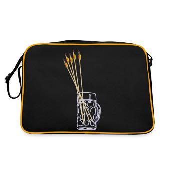 Bierkrug mit Pfeilen - Retro Tasche - Schwarz/Gold - Hinten