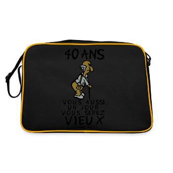 40 ans vieux monsieur anniversaire humou - Sac Retro - noir/or - Dos