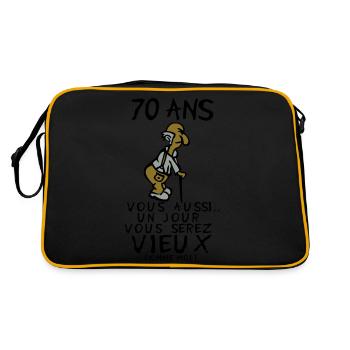 70 ans vieux monsieur anniversaire humou - Sac Retro - noir/or - Dos