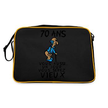 70 ans vieux monsieur anniversaire humour moi - Sac Retro - noir/or - Dos