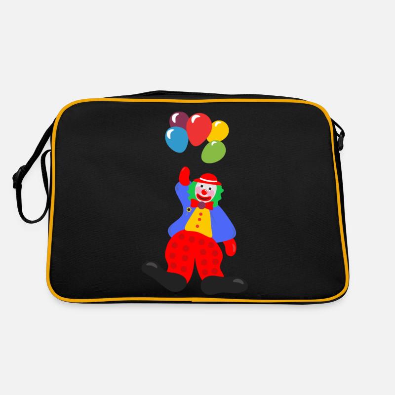 Clown mit Luftballons - Retro Tasche - Schwarz/Gold