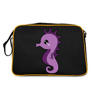 Seepferdchen - Retro Tasche - Schwarz/Gold - Hinten