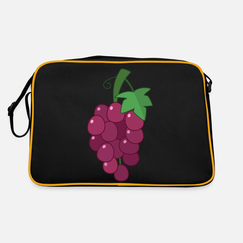 Weintrauben - Retro Tasche - Schwarz/Gold