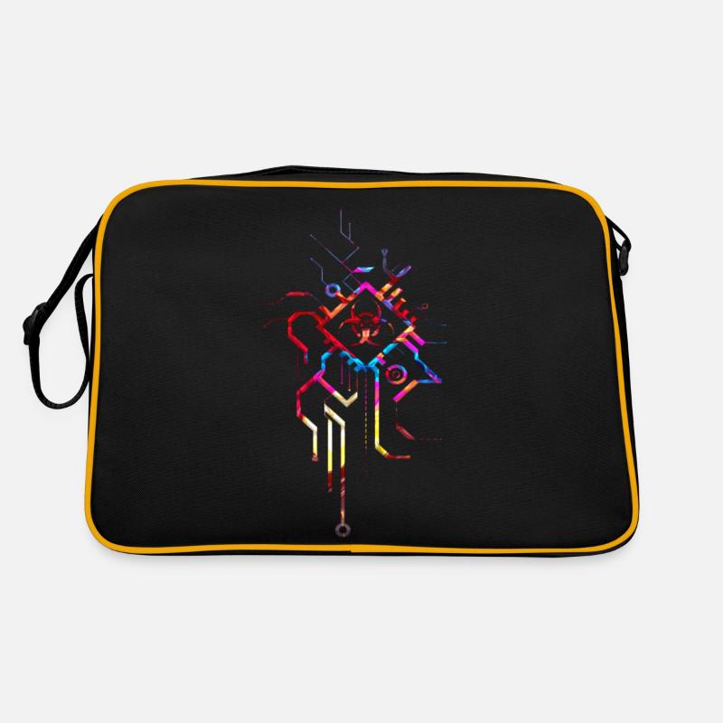 Hacking Hacks Hacker Computer Malware eSport Trojaner - Retro Tasche - Schwarz/Gold