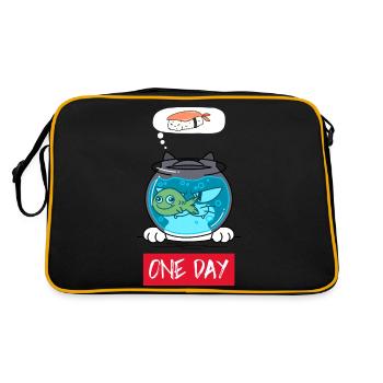 Un jour, chat qui aime les sushis - Sac Retro - noir/or - Dos