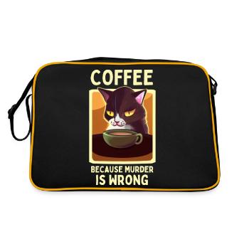 coffee cat funny saying tired cat coffee - Retro Bag - black/gold - Back