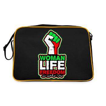 Liberté de vie de la femme | Avec le poing et aux couleurs de l’Iran - Sac Retro - noir/or - Dos