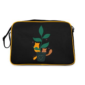 chats mignons avec des plantes - Sac Retro - noir/or - Dos