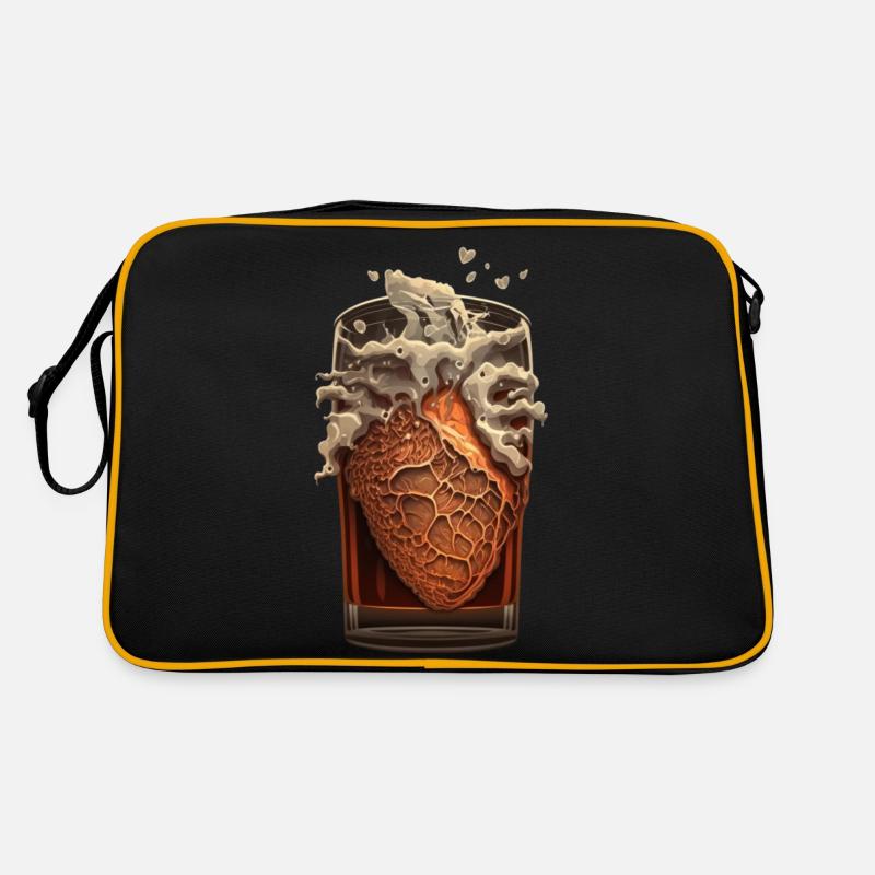 Bier Herz Liebe Bierglas Retro Tasche