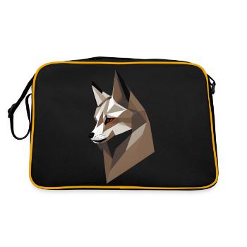 Geometrischer Fuchskopf - Retro Tasche - Schwarz/Gold - Hinten