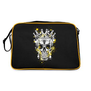 Totenkopf mit Krone - Retro Tasche - Schwarz/Gold - Hinten