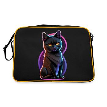 Little black cat and fluorescent light - Retro Bag - black/gold - Back
