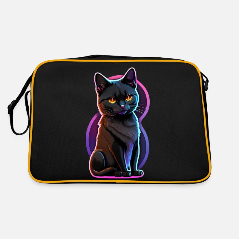 petit chat noir et lumiere fluo Sac Retro