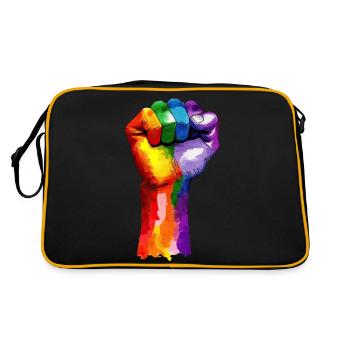 Gestreckte Faust des Regenbogens-LGBT Pride - Retro Tasche - Schwarz/Gold - Hinten