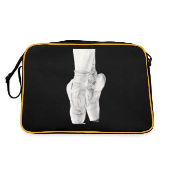 Noir et blanc Ballet Pointe Chaussures Dessin au crayon - Sac Retro - noir/or - Dos