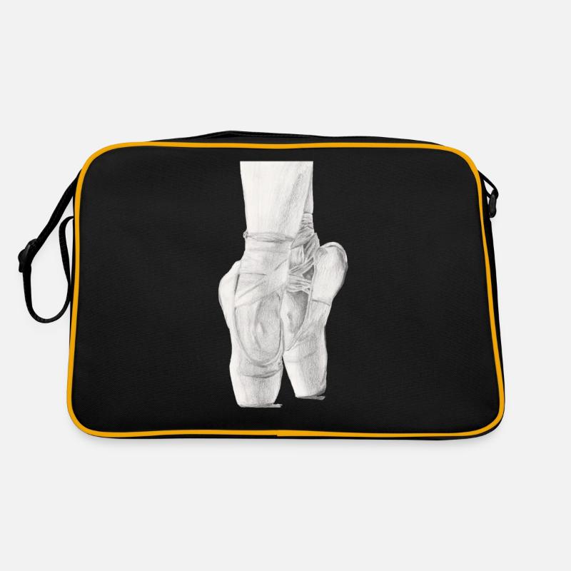 Noir et blanc Ballet Pointe Chaussures Dessin au crayon Sac Retro