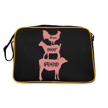 Des amis, pas de la nourriture - Sac Retro - noir/or - Dos