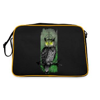 Enchanting Nocturne: Owl's Emerald Gaze - Retro Bag - black/gold - Back