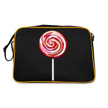 Lutscher / Lolli Pop / Süßigkeit / schlecken / süß - Retro Tasche - Schwarz/Gold - Hinten