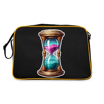 Sanduhr / Zeitmesser / Antik /Sandkörner / Ablauf - Retro Tasche - Schwarz/Gold - Hinten