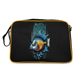 Tranquillité tropicale : Poisson azur et mandarine - Sac Retro - noir/or - Dos
