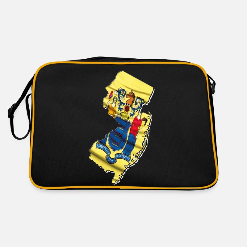 New Jersey (USA) | echte Flagge | Flag Map Retro Tasche