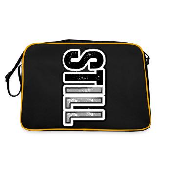 STILL ILL – roher vertikaler Schriftzug im Streetstyle - Retro Tasche - Schwarz/Gold - Hinten