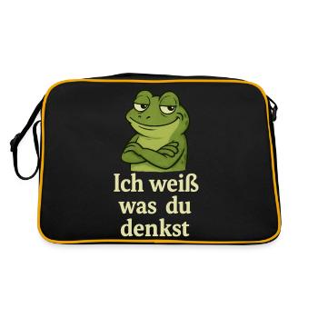 Frog grinning I know what you're thinking - Retro Bag - black/gold - Back