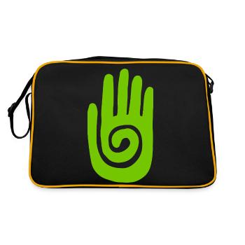 Chaman - Main de Guérison & Symbole de Protection - Vert - Sac Retro - noir/or - Dos