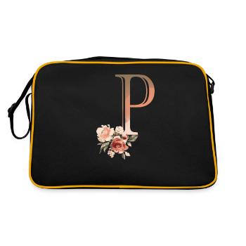 Letter P with flowers - Retro Bag - black/gold - Back