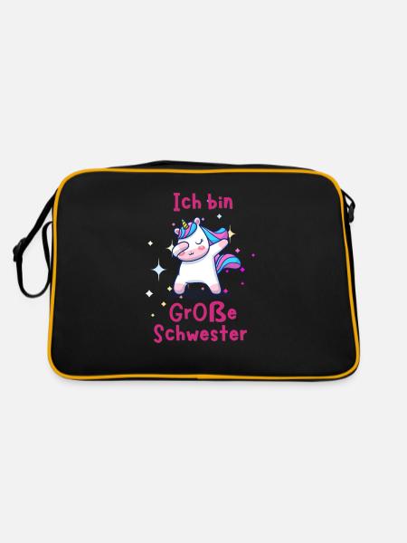 große Schwester - Retro Tasche - Schwarz/Gold - Hinten