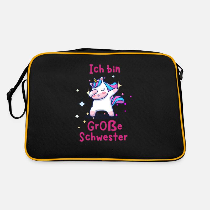 große Schwester - Retro Tasche - Schwarz/Gold