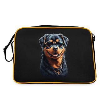 Aesthetically cool Rottweiler dog with sunglasses - Retro Bag - black/gold - Back