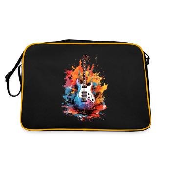 Cadeau de guitare électrique, guitariste dans un groupe de musique - Sac Retro - noir/or - Dos