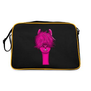 Cadeau animal d'alpaga rose lama lama - Sac Retro - noir/or - Dos
