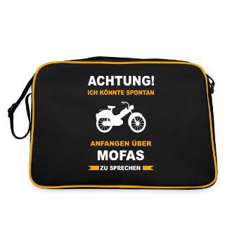 Mofa Moped Mofafahrer Mopedfahrer Mopeds Mokick - Retro Tasche - Schwarz/Gold - Hinten