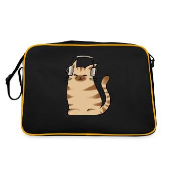 Casque pour chat Musique Lofi Chillhop Idée cadeau - Sac Retro - noir/or - Dos